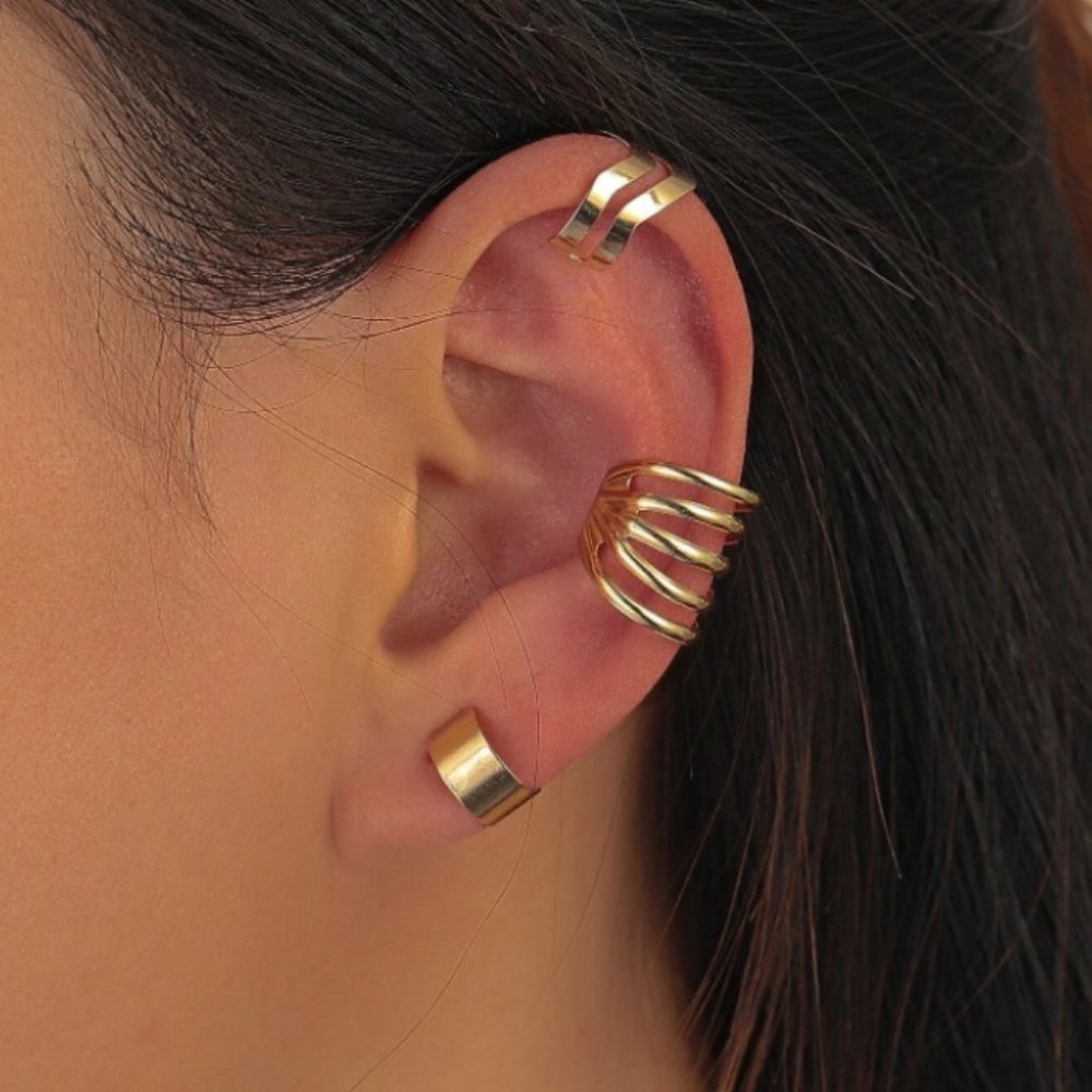 5 for $25 3 pc Gold Color Earrings Cuff Set